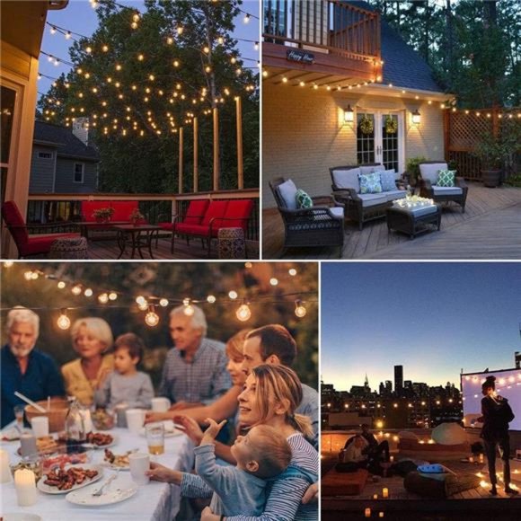 Outdoor String Lights 25Ft Globe Patio Lighting Waterproof G40 Bulbs for Outside - Picture 4 of 6